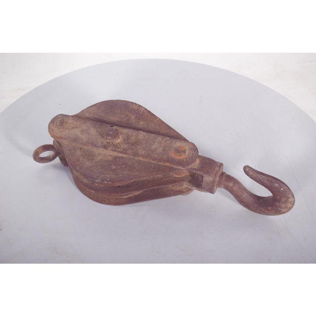 Mid-Century Modern Vintage Portuguese Double Iron Pulley, 1950 For Sale - Image 3 of 8