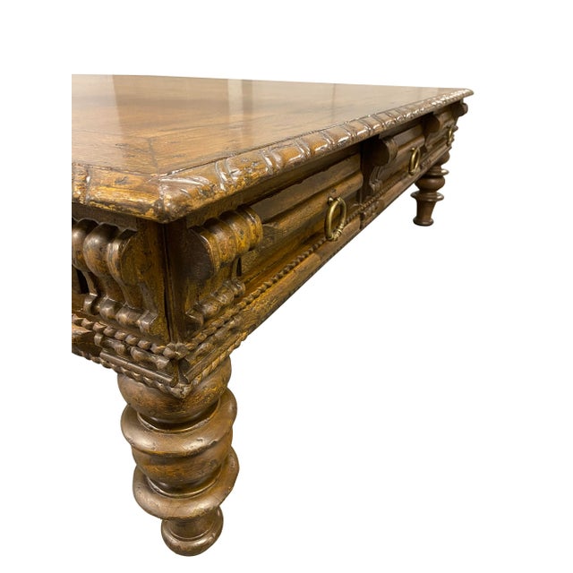 1990s Massive Portuguese-Colonial Style Cocktail Table by Alfonso Marina Ebanista For Sale - Image 5 of 9
