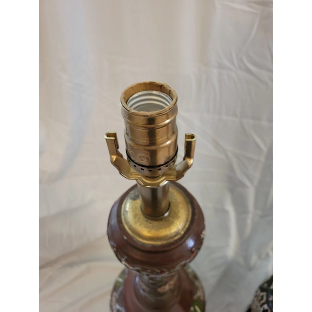 1940s Pair of Vintage Chinoiserie Lamps in the Style of Marbro For Sale - Image 6 of 9