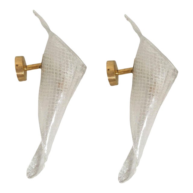 Italian Mid Century Murano Glass Sconces - a Pair For Sale