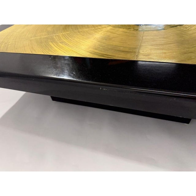 Coffee Table in Etched Brass, Black Resin and Agate from Lova Creation, 1980s For Sale - Image 12 of 17