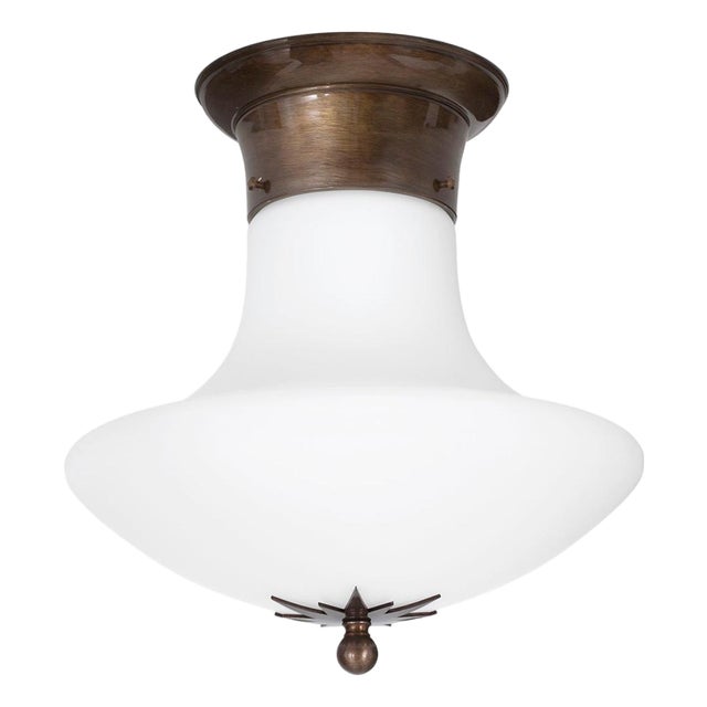 Arts and Crafts Stoby Oxide D40 Opal Glass Ceiling Lamp For Sale