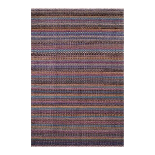 Boho Chic Purple/Blue High Low Wool & Silk Rug - 8'11'' X 12'3'' For Sale