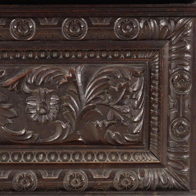 Wood Neo-Renaissance Style Chest in Walnut-Stained Fir For Sale - Image 7 of 13