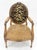 Mid 20th Century Carved Round Tiger Upholstery Back Camel Mohair Seat French Arm Chair MINT For Sale - Image 5 of 12