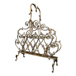 Vintage Magazine Rack in Brass, 1960s For Sale