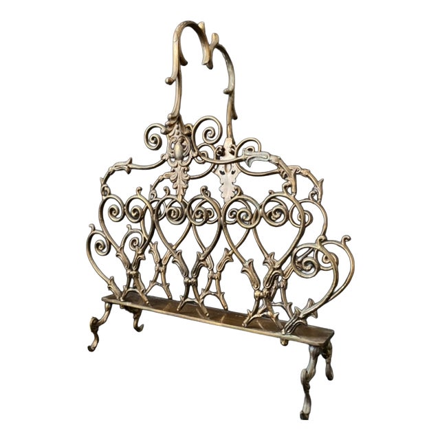 Vintage Magazine Rack in Brass, 1960s For Sale