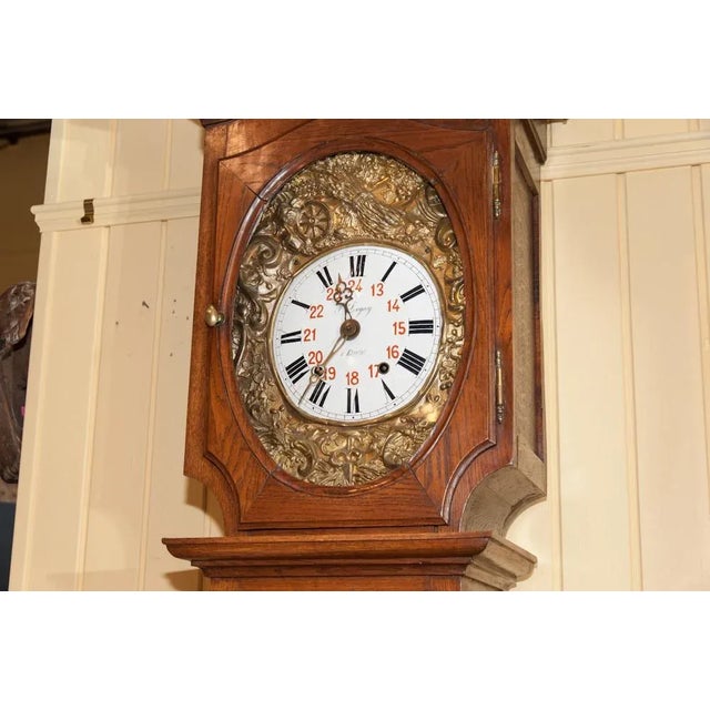 French Antique Oak Long Case Clock For Sale - Image 4 of 8