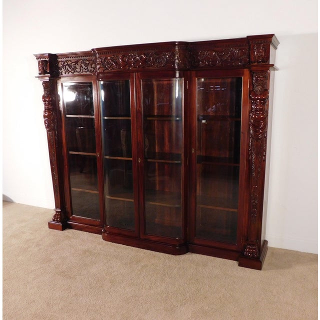 Traditional Massive R J Horner Antique Renaissance Revival Baroque Carved Figural Bookcase For Sale - Image 3 of 16