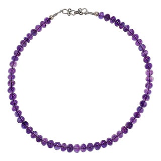 Ajd 18 Inch Glowing Amethyst Rondel Necklace For Sale
