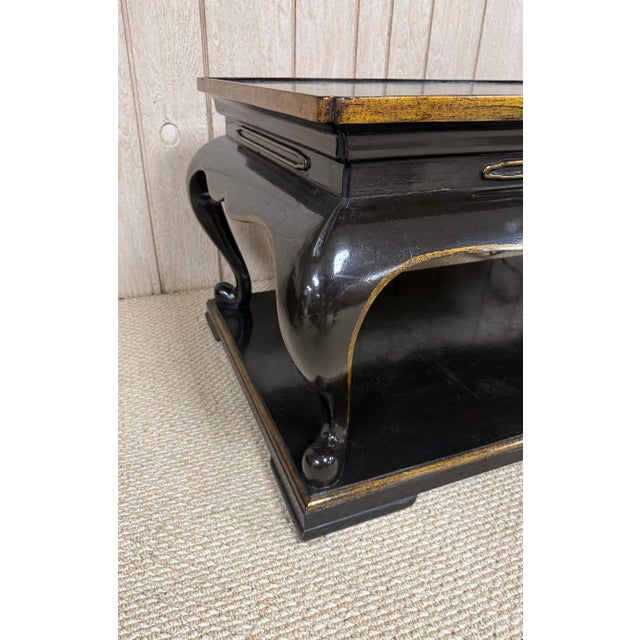 1990s Two-Tier Black Lacquer Chinoiserie Coffee Table - Style of Rose Tarlow For Sale - Image 10 of 10