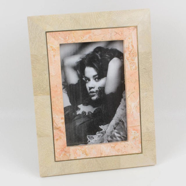 Glass Maitland-Smith Tessellated Marble Travertine Stone Picture Frame For Sale - Image 7 of 7