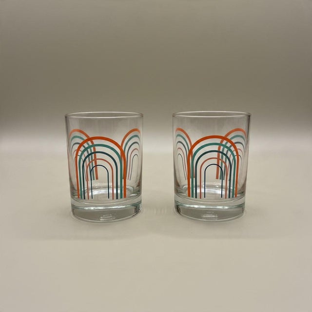 Vintage 1990s Fiesta Rainbow Arches Drinking Glasses-Set of 2-Retro Tumblers- For Sale - Image 11 of 11