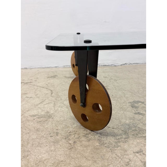 Postmodern Postmodern Glass Coffee Table on Wheels After Gae Aulenti, 1990s For Sale - Image 3 of 13