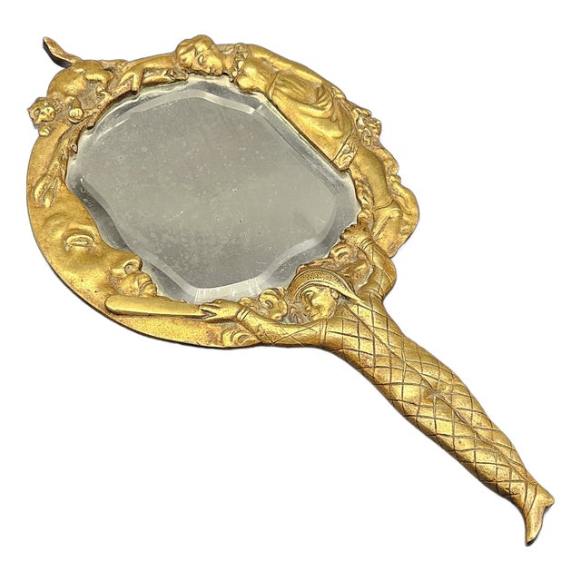 Art Nouveau Bronze Hand Mirror, 1920s For Sale