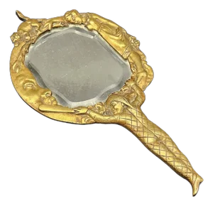 Art Nouveau Bronze Hand Mirror, 1920s