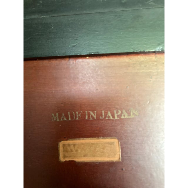 Vintage Tabletop Wooden & Mother-of-Pearl Inlaid Chinoiserie Folding Screen - Asian For Sale - Image 11 of 12