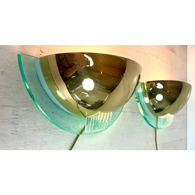 1980s Postmodern Half Moon Wall Lights, 1980s, Set of 2 For Sale - Image 5 of 8