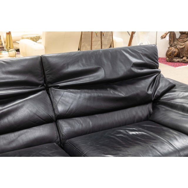 Postmodern Postmodern Alanda Italian Black Leather Loveseat by Paola Pive for B&b Italia For Sale - Image 3 of 8