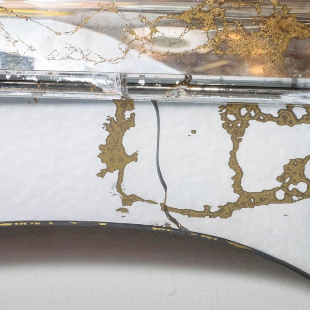 Silver Beveled surround antique gold vein mirror For Sale - Image 8 of 8