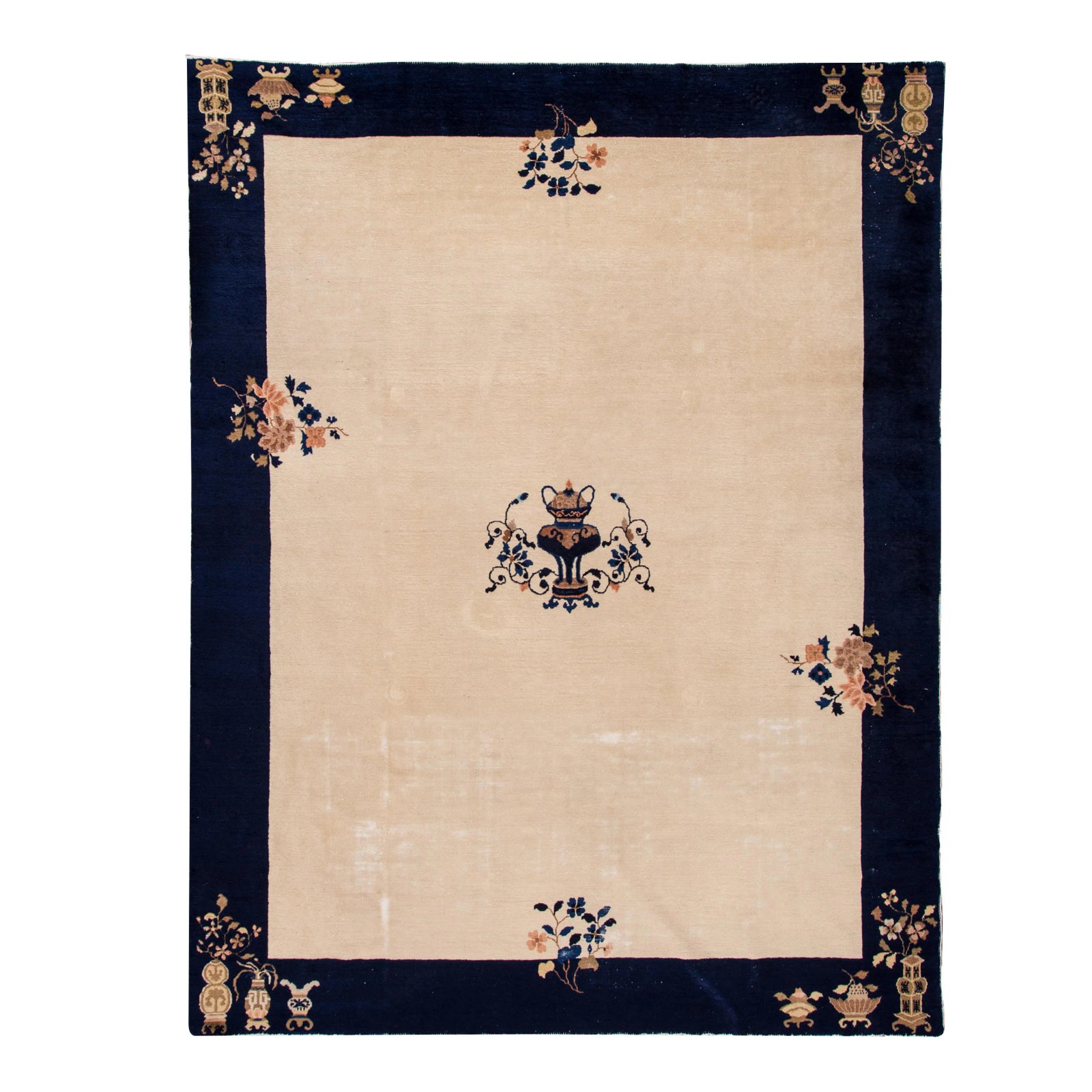 Antique Beige Peking Chinese Wool Rug 9 Ft X 11 Ft 6 In. | Chairish