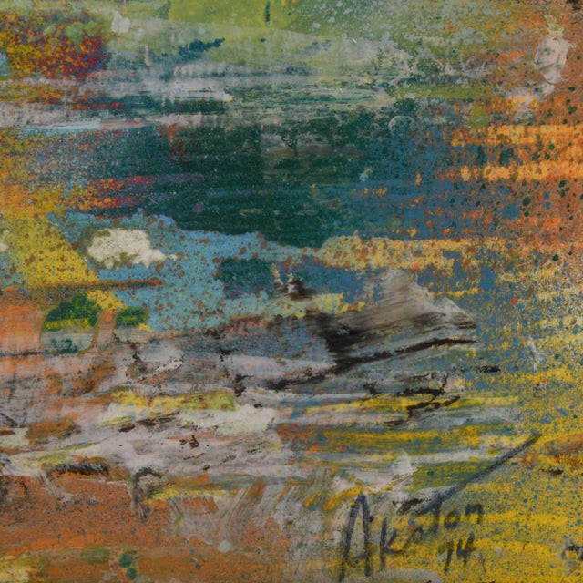 Abstract Framed J. Akston "Mystery in the Skies 1974" Acrylic on Paper For Sale - Image 3 of 10