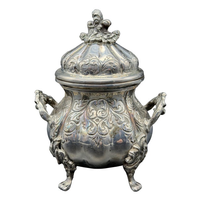 800 Silver Sugar Bowl, 1890s For Sale