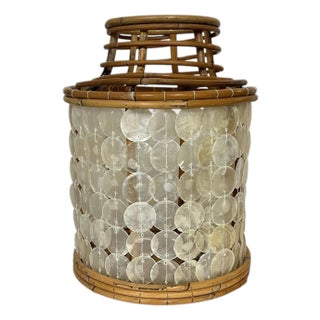 Vintage Capiz Mother of Pearl Shell and Bamboo Latern For Sale