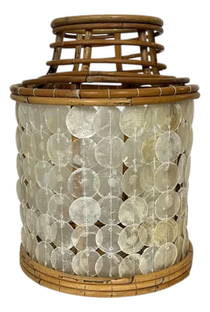 Vintage Capiz Mother of Pearl Shell and Bamboo Latern
