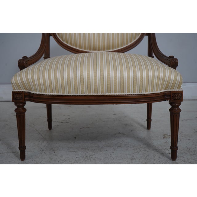 Vintage French Louis XVI Carved Walnut Parlor Chairs For Sale - Image 10 of 18