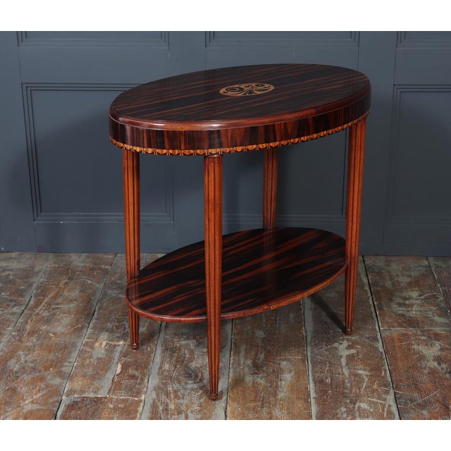 Brown Art Deco French Oval Side Table in Macassar Ebony, 1925 For Sale - Image 8 of 14