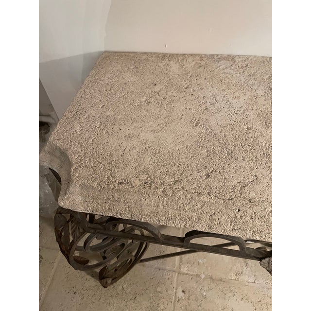 French Vintage Cast Iron Console Top Stone French For Sale - Image 3 of 12