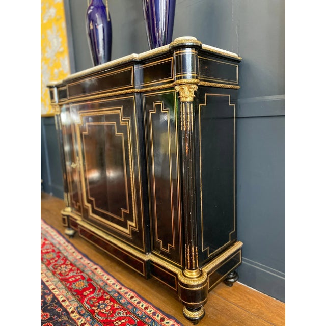 French Napoleon III Gilt Bronze Mounted Ebonized Sideboard For Sale - Image 4 of 7