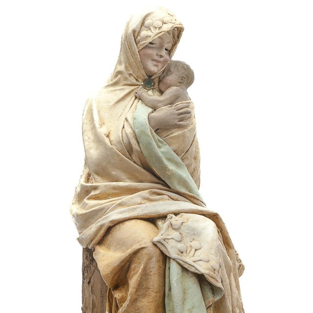 Adelaïde Maeterlinck-Lefebvre, Virgin and Child, 1890s, Plaster For Sale - Image 9 of 18