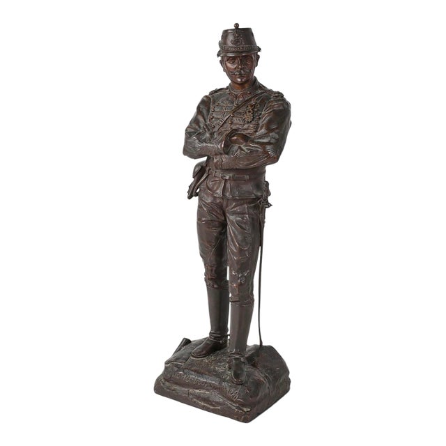 Charles Anfrie —Rare 24.5” French Belle Époque Patriotic Military Bronze— Salon 1886 For Sale