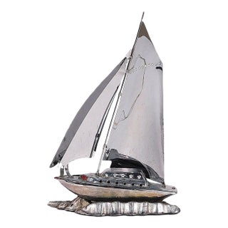 1930s Art Deco Chrome Sailboat Table Lamp For Sale