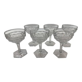Early 20th Century Champagne or Tall Sherbet American Clear Glass (Stem 2056) by Fostoria Set of 6 Glasses For Sale