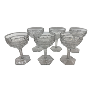 Early 20th Century Champagne or Tall Sherbet American Clear Glass (Stem 2056) by Fostoria Set of 6 Glasses