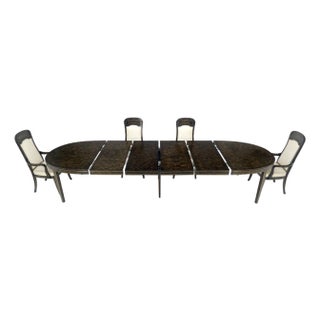 Mastercraft Dark Burl Walnut Oval 4x20" Leaves Dining Table 6 Chairs Set MINT For Sale