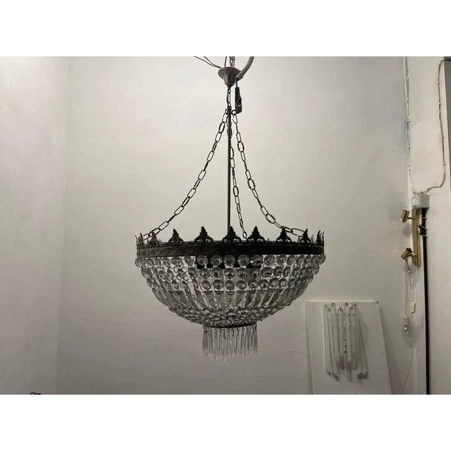 Large Crystal Chandelier, 1950s For Sale - Image 6 of 12