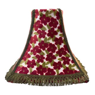 Gretchen Punch Regal Designer Fabric Green and Maroon Floral Lamp Shade For Sale