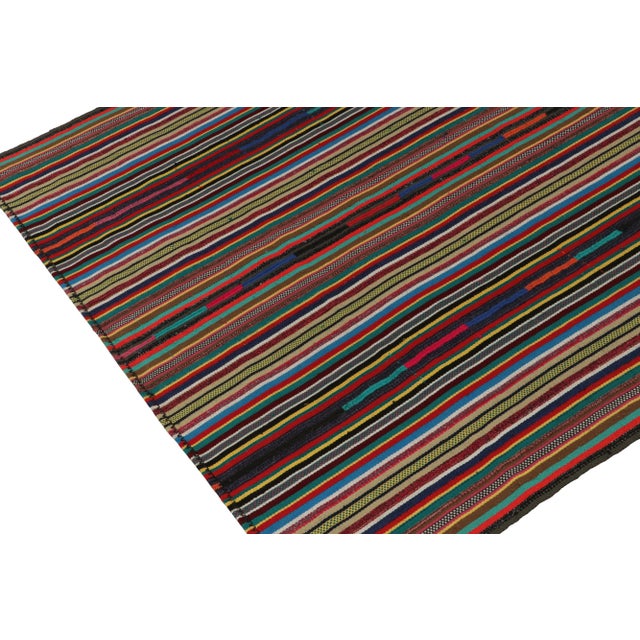 1950s 1950s Vintage Chaput Kilim Rug in Polychromatic Stripe Pattern, Multicolor For Sale - Image 5 of 7