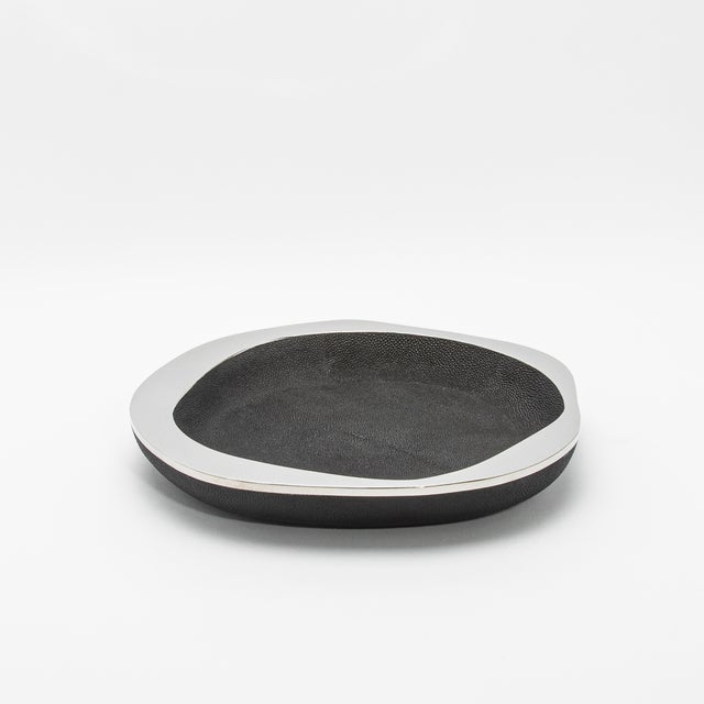 Modern Bowl in Black Shagreen With Stainless Steel Details R&y Augousti For Sale - Image 3 of 9