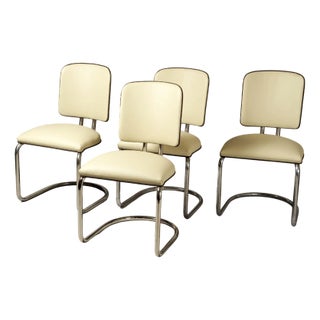 Bauhaus Leather Armchairs attributed to Thonet, Austria, 1920s, Set of 4 For Sale