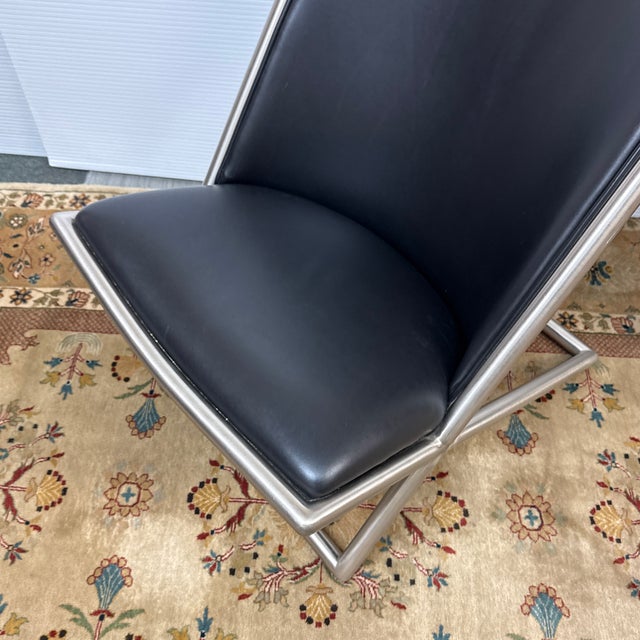 Ward Bennett for Brickel Associates Leather Scissor Chairs, Pair For Sale - Image 9 of 12