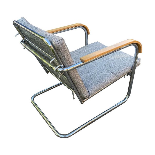 Bauhaus Adjustable Tubular Steel Cantilever Lounge Chair, Model R363/R1204, by Werner Max Moser for Bigla, Bern, Switzerland, 1930s For Sale - Image 4 of 15