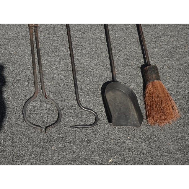 Share Set of Four Vintage French Country Black Cast Iron Fireplace Tools For Sale - Image 15 of 17