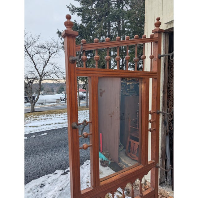 19th Century Victorian Hoffmeir Furniture Hall Tree With Marble Top & Umbrella Stand For Sale - Image 4 of 18