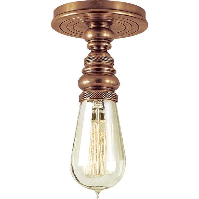 Boston Single Flush Mount in Hand-Rubbed Antique Brass Designer: Chapman & Myers Canopy: 5" Round Mounting: Flush Shade...