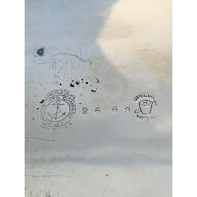 Early 20th Century Circa 1900 Antique Silver-Plate Serving, Butler's Tray, Crumb Tray Semi-Circular Shape With Ornate Engraved Pattern For Sale - Image 5 of 12